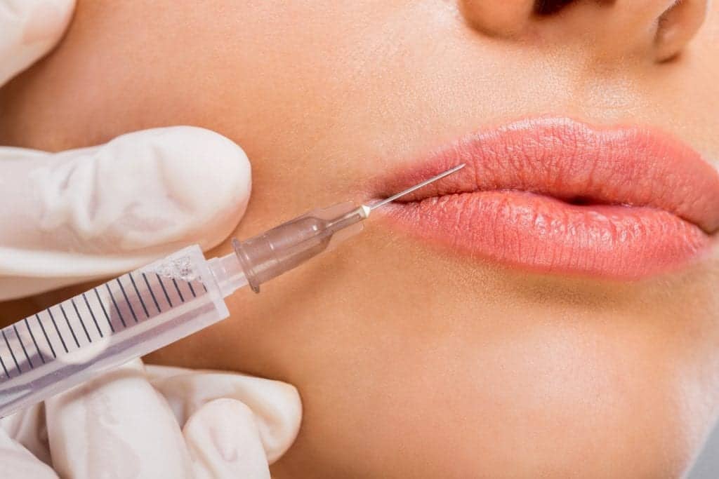 Close up of having beauty treatment with botulinum toxin