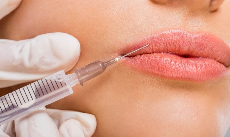 Close up of having beauty treatment with botulinum toxin