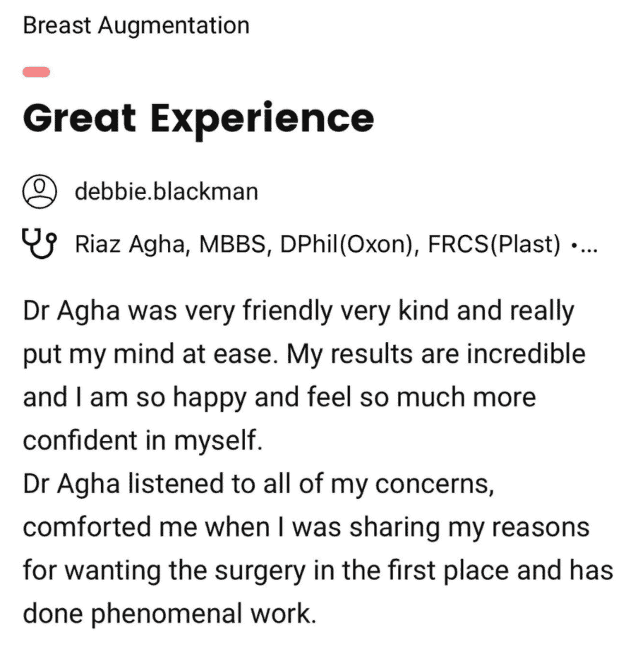 Breast implants review, Dr Riaz Agha, breast reconstruction surgery expert at The Harley Clinic, London