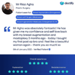 breast augmentation mastopexy (breast enlargement and lift) review Dr Riaz Agha, the Harley Clinic